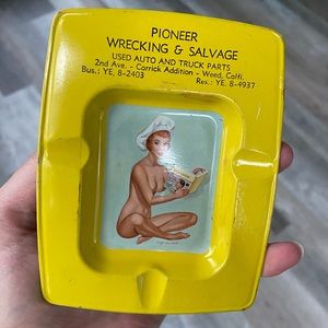 Vintage Metal Pin-up girl Ashtray